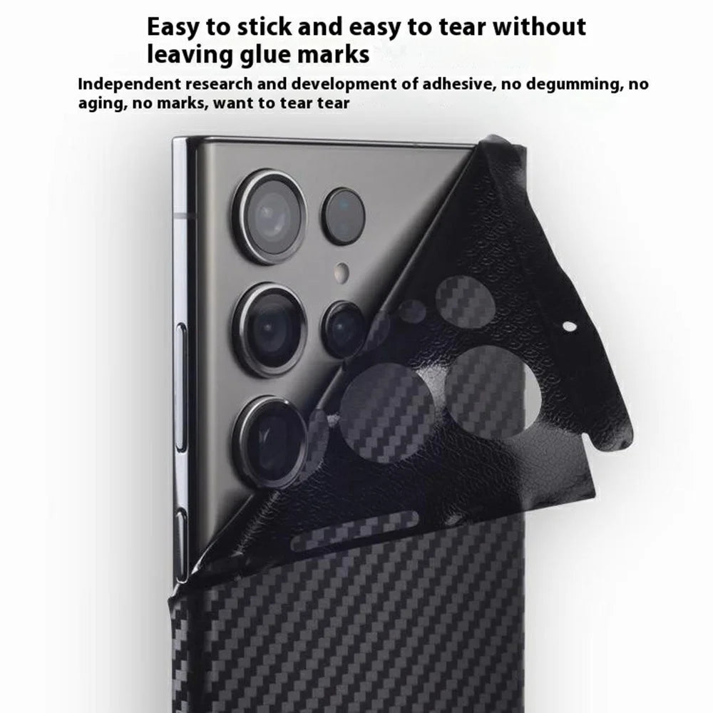 For Samsung Galaxy S24 Ultra Rear Screen Protector Pattern Design Phone Back Film with Paper Box - Leather Texture - 4