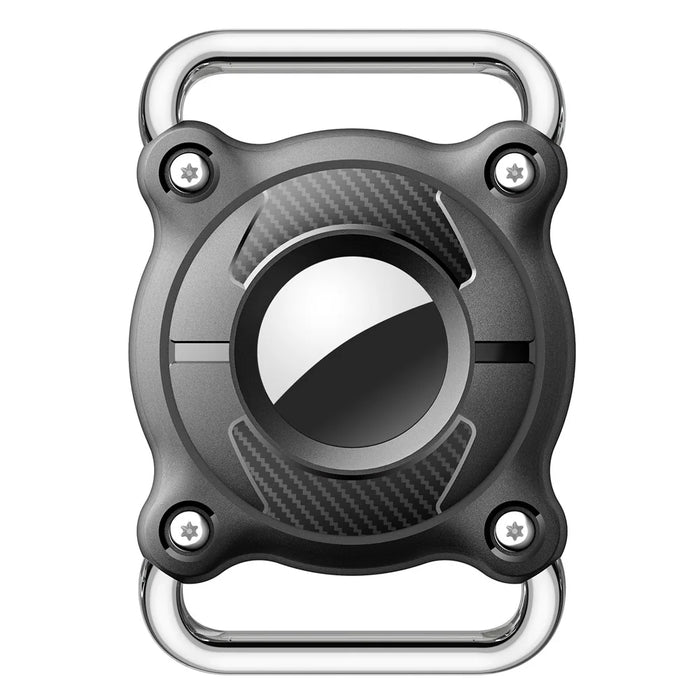 For AirTag Protective Case Anti Lost Tracker Locator Waterproof PC Cover with Metal Buckle - Black - 3