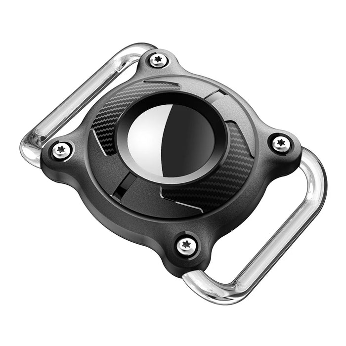 For AirTag Protective Case Anti Lost Tracker Locator Waterproof PC Cover with Metal Buckle - Black - 4