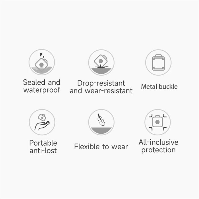 For AirTag Protective Case Anti Lost Tracker Locator Waterproof PC Cover with Metal Buckle - Black - 6