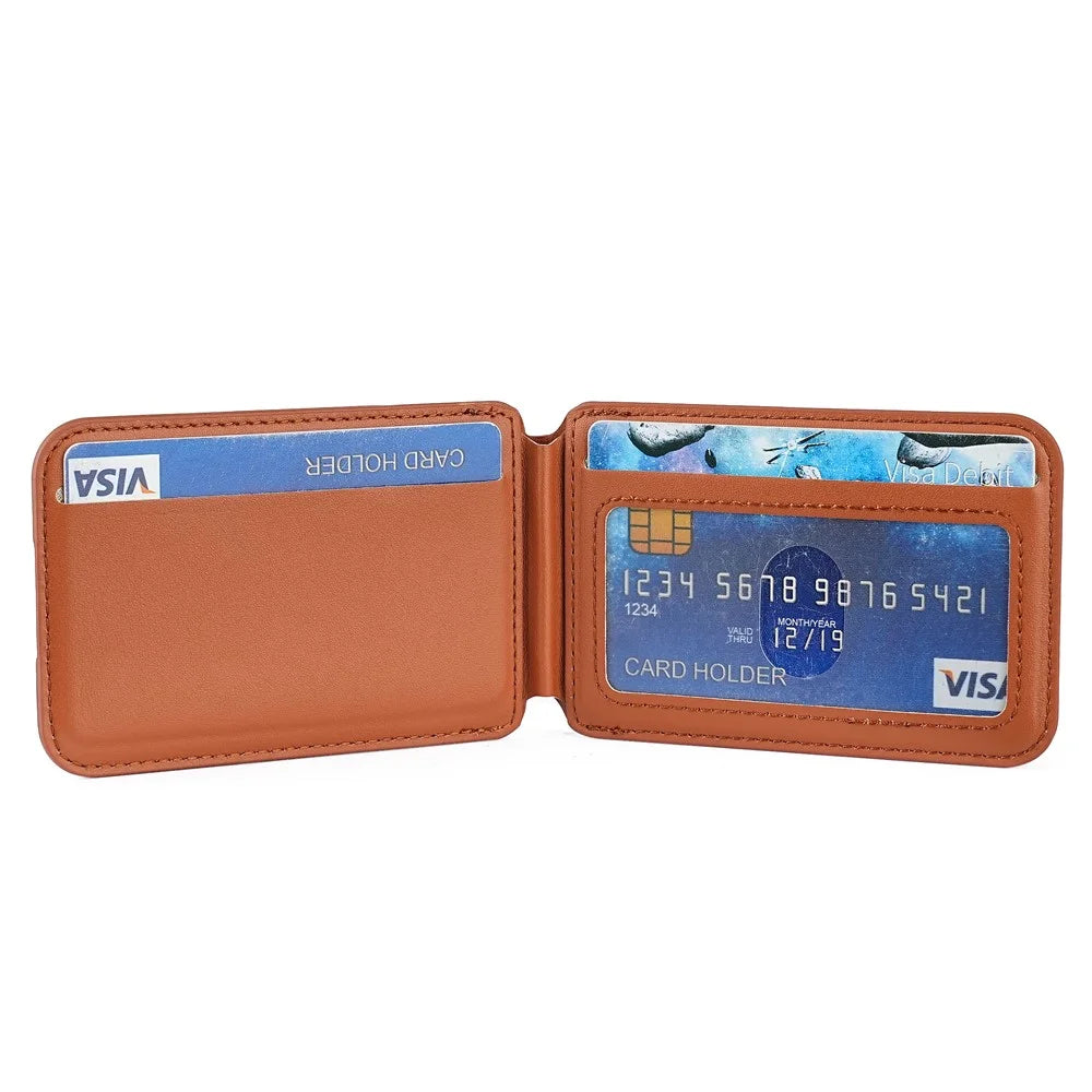Folding Magnetic Card Holder Kickstand for Cell Phone Back Card Case RFID Blocking - Brown - 7