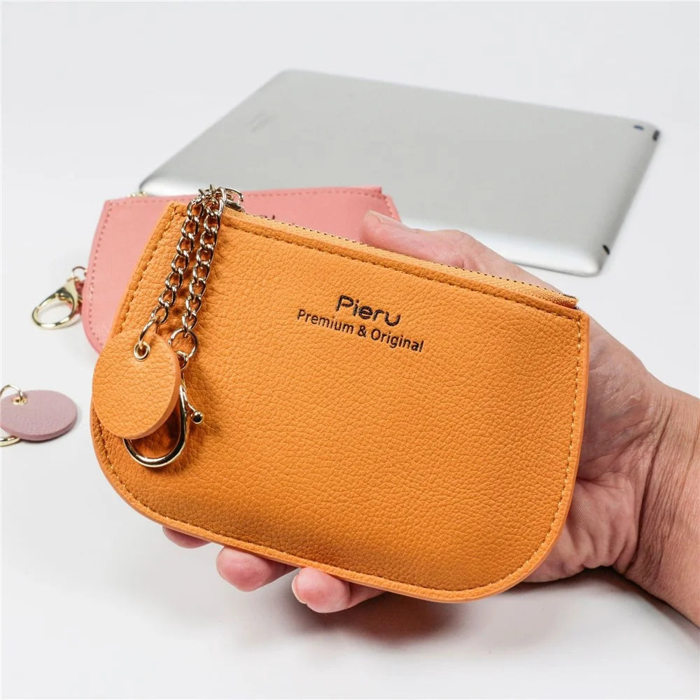 PIERU KL21729 Slim Fashion Zipper Mini Wallet Coin Purse for Women Casual Stylish Change Purse - Yellow - 2