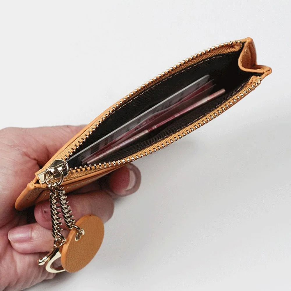 PIERU KL21729 Slim Fashion Zipper Mini Wallet Coin Purse for Women Casual Stylish Change Purse - Yellow - 3