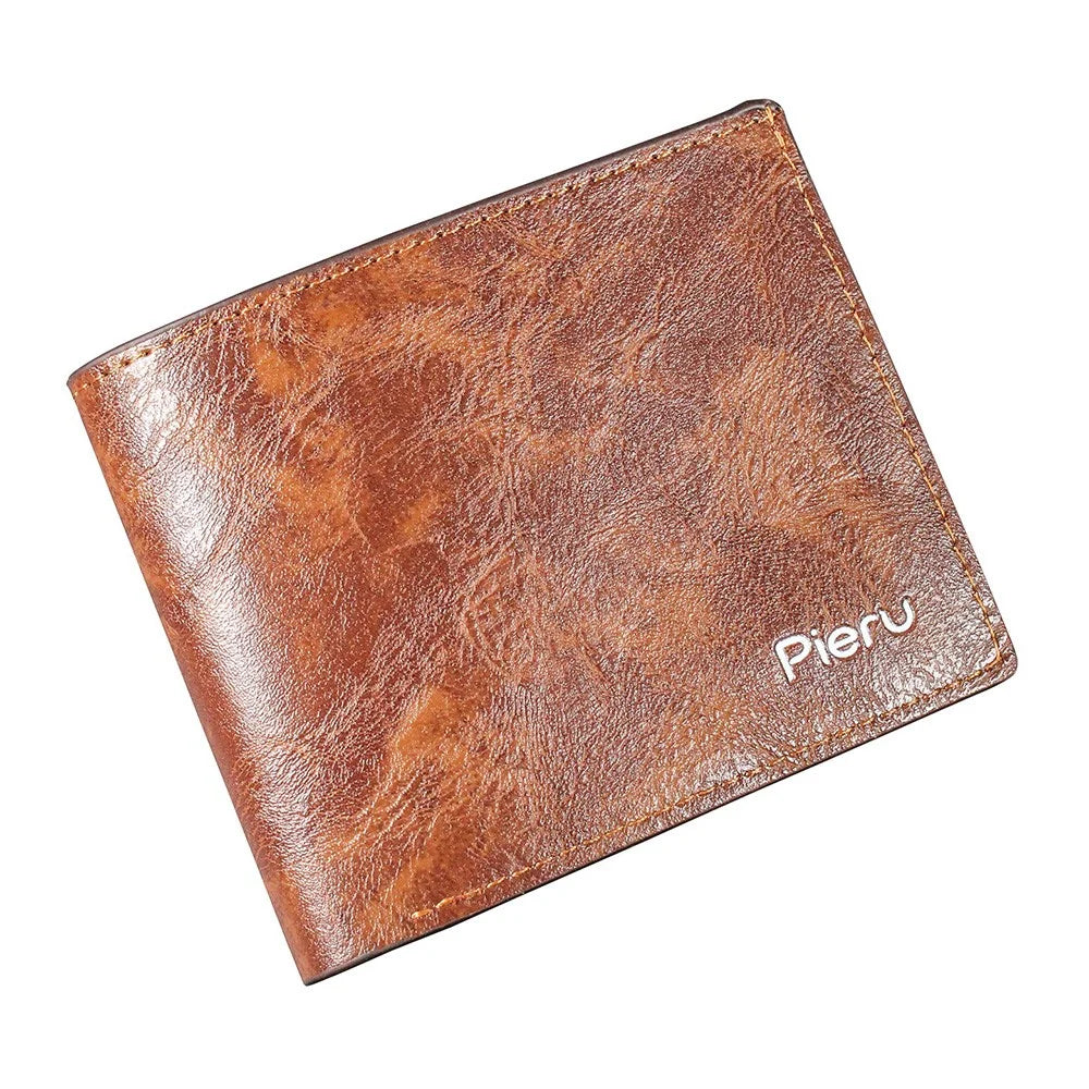 PIERU MD22315 Men Short Wallet PU Leather Large Capacity Bifold Coin Purse Card Holder - Coffee - 1