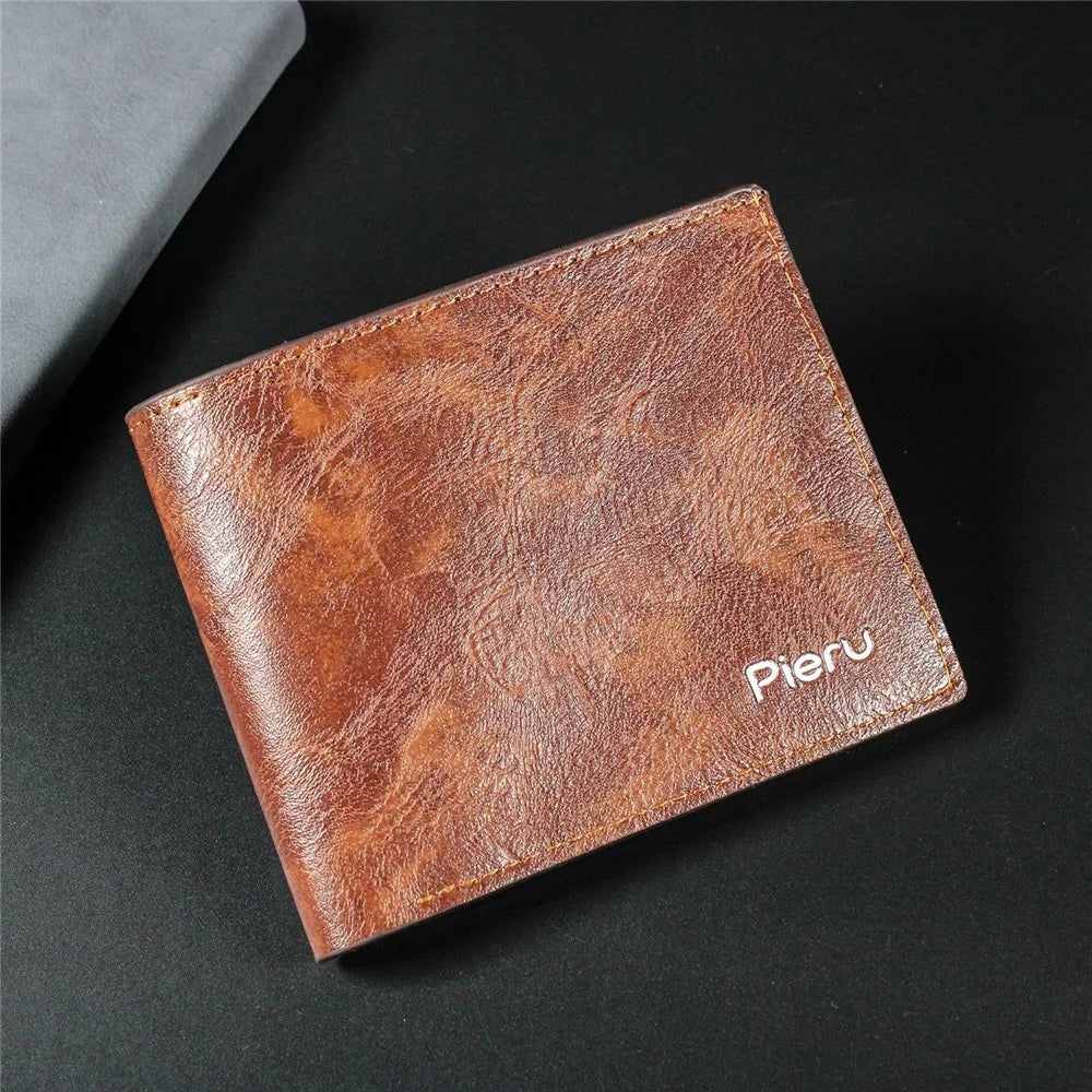 PIERU MD22315 Men Short Wallet PU Leather Large Capacity Bifold Coin Purse Card Holder - Coffee - 2