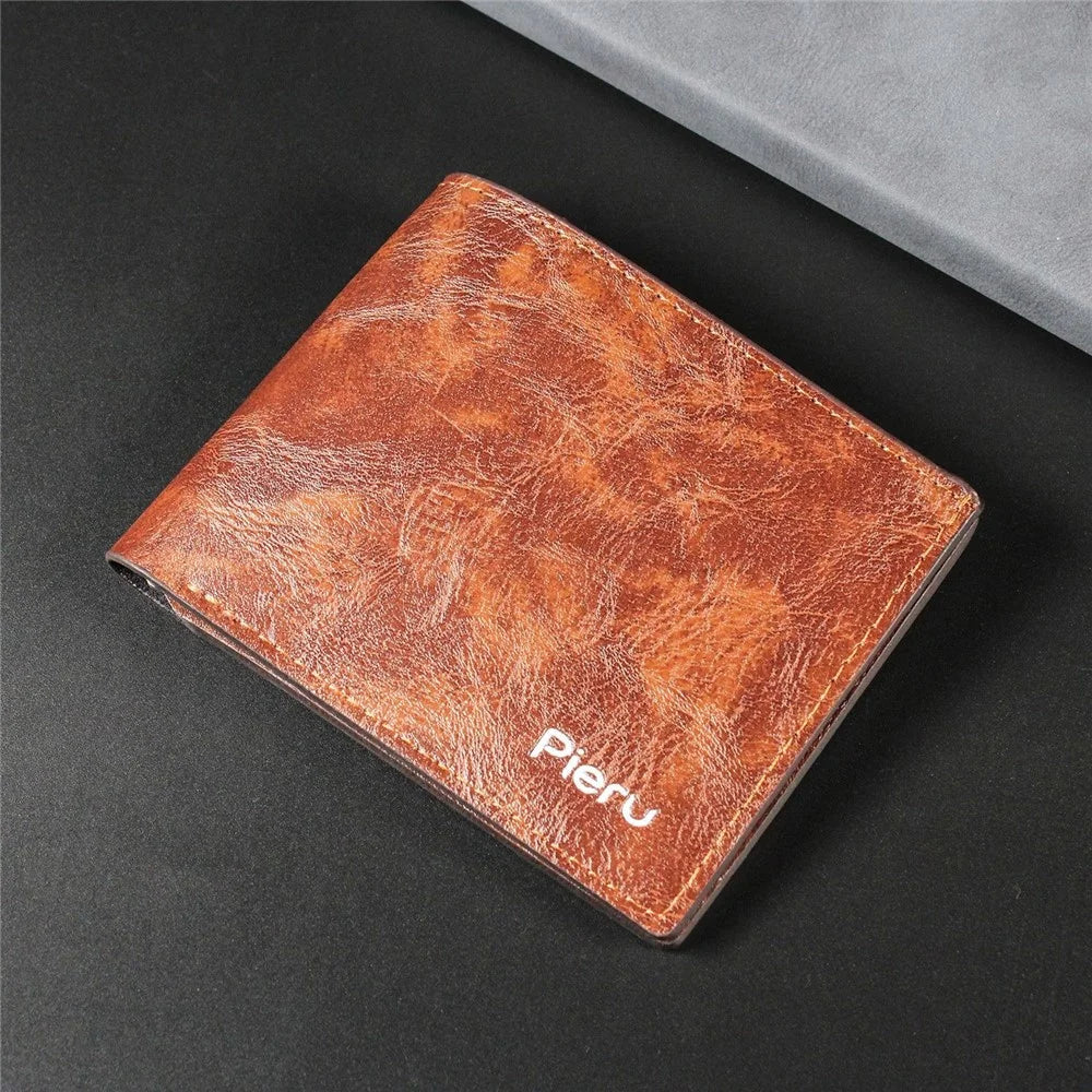 PIERU MD22315 Men Short Wallet PU Leather Large Capacity Bifold Coin Purse Card Holder - Coffee - 3