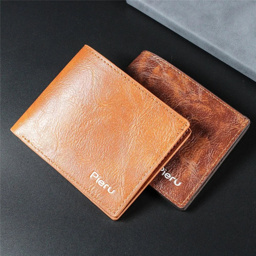 PIERU MD22315 Men Short Wallet PU Leather Large Capacity Bifold Coin Purse Card Holder - Coffee - 6