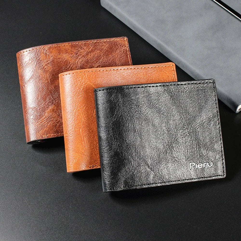 PIERU MD22315 Men Short Wallet PU Leather Large Capacity Bifold Coin Purse Card Holder - Coffee - 7