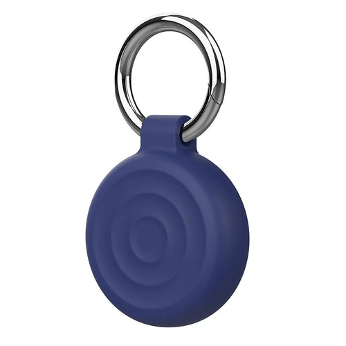 AT-66 For AirTag Locator Protective Case Waterproof Shockproof Tracker Silicone Cover with Keychain - Dark Blue - 1
