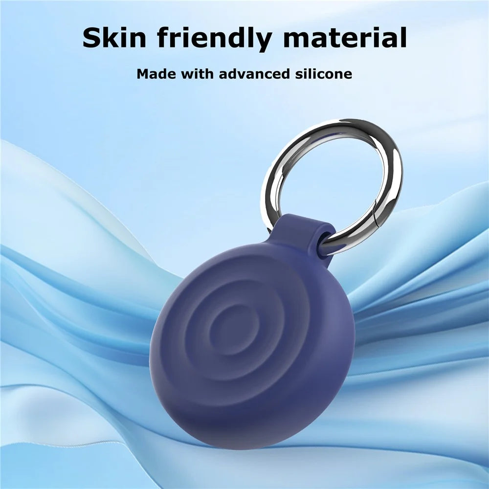 AT-66 For AirTag Locator Protective Case Waterproof Shockproof Tracker Silicone Cover with Keychain - Dark Blue - 2
