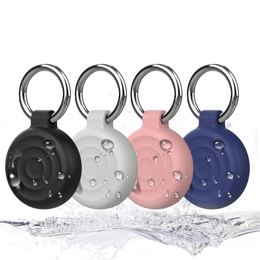AT-66 For AirTag Locator Protective Case Waterproof Shockproof Tracker Silicone Cover with Keychain - Dark Blue - 5
