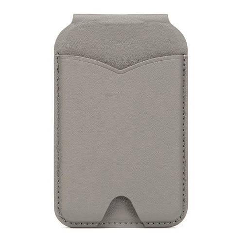 Leather Hinge Mirror Kickstands for Cell Phone Back Magnetic Card Holder Multi-Function Adjustable Angle - Grey - 1