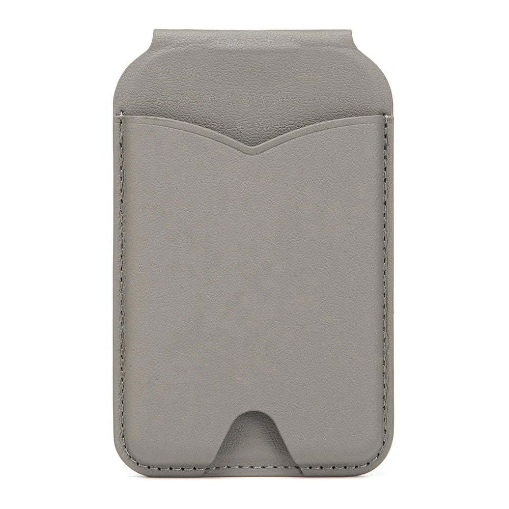 Leather Hinge Mirror Kickstands for Cell Phone Back Magnetic Card Holder Multi-Function Adjustable Angle - Grey - 1