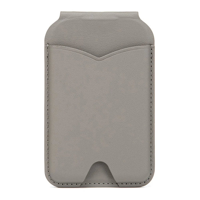 Leather Hinge Mirror Kickstands for Cell Phone Back Magnetic Card Holder Multi-Function Adjustable Angle - Grey - 1