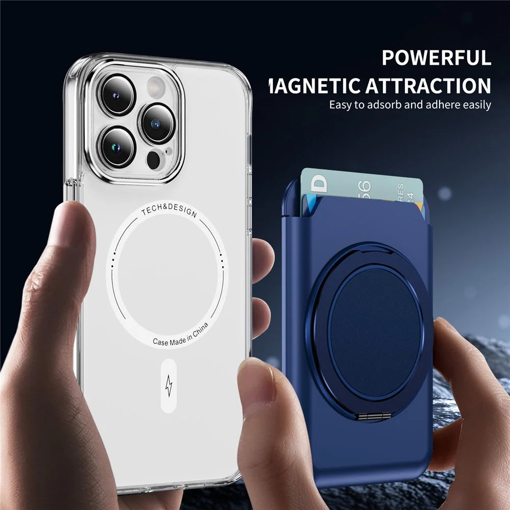 Magnetic Phone Card Holder Kickstand Multi Angle Adjustable Metal PC Vertical  /  Horizontal Card Bag Stand - Sapphire - 2