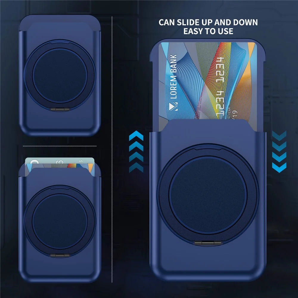 Magnetic Phone Card Holder Kickstand Multi Angle Adjustable Metal PC Vertical  /  Horizontal Card Bag Stand - Sapphire - 5