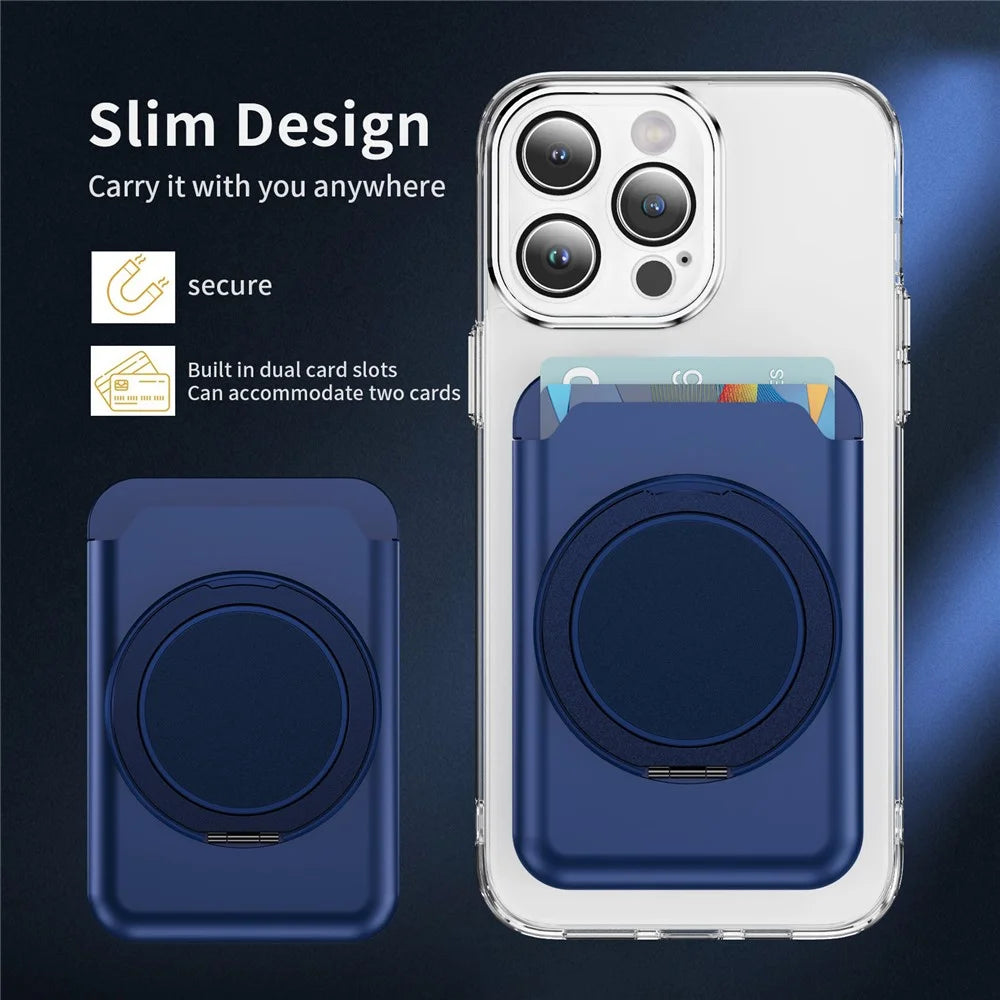 Magnetic Phone Card Holder Kickstand Multi Angle Adjustable Metal PC Vertical  /  Horizontal Card Bag Stand - Sapphire - 6