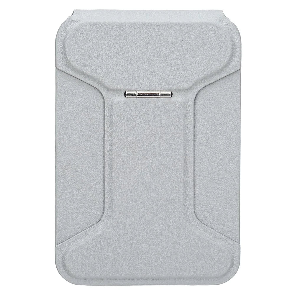 I-Type Kickstand Magnetic Adjustable Angle Metal + PU Leather Handheld Phone Holder Stand - Grey - 1