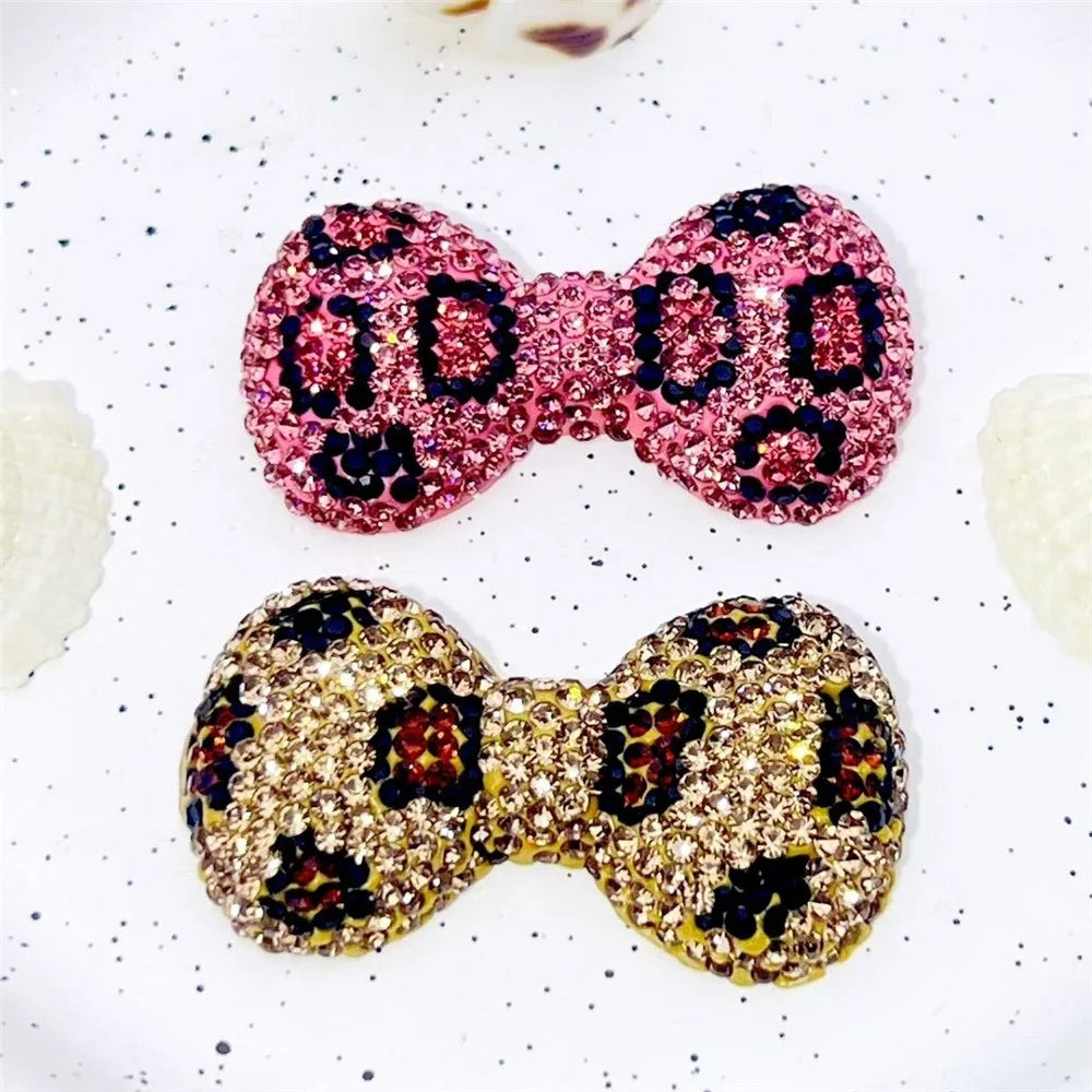 47x26mm DIY Phone Case Charms Rhinestones Leopard Print Bow Clay Phone Shell Decorations Accessory - Brown - 3