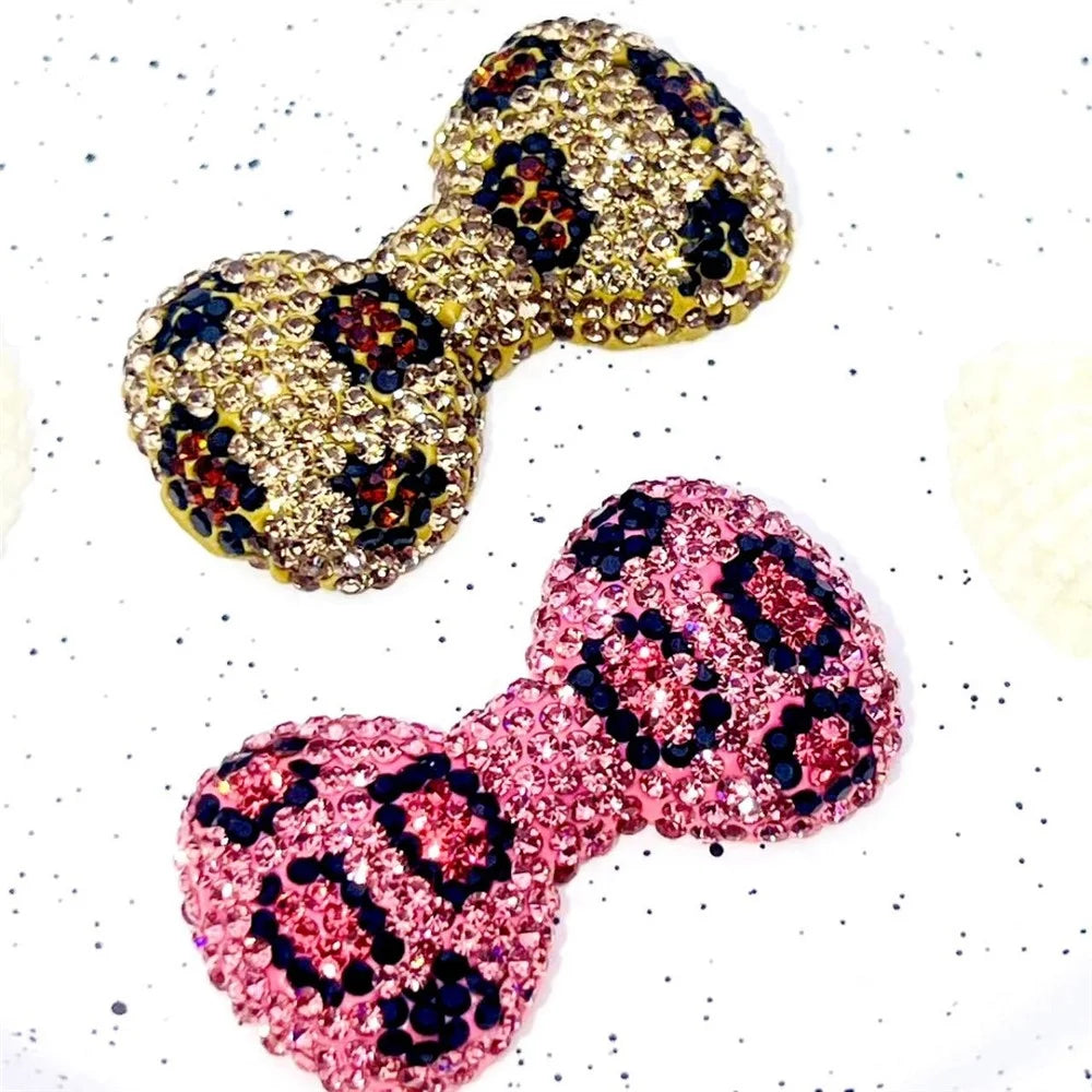 47x26mm DIY Phone Case Charms Rhinestones Leopard Print Bow Clay Phone Shell Decorations Accessory - Brown - 4