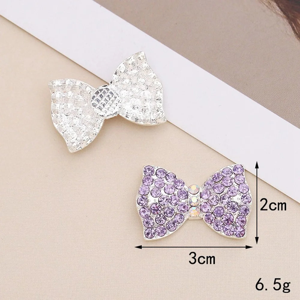 DIY Phone Case Charms Bow Decorations 3D Blinged Charms Accessory - Rhinestone / White - 4