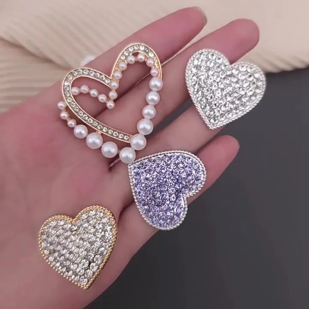 Chic Heart Shaped DIY Phone Case Charms Blinged Decorations Phone Shell Accessories - Rhinestone / Pink - 3