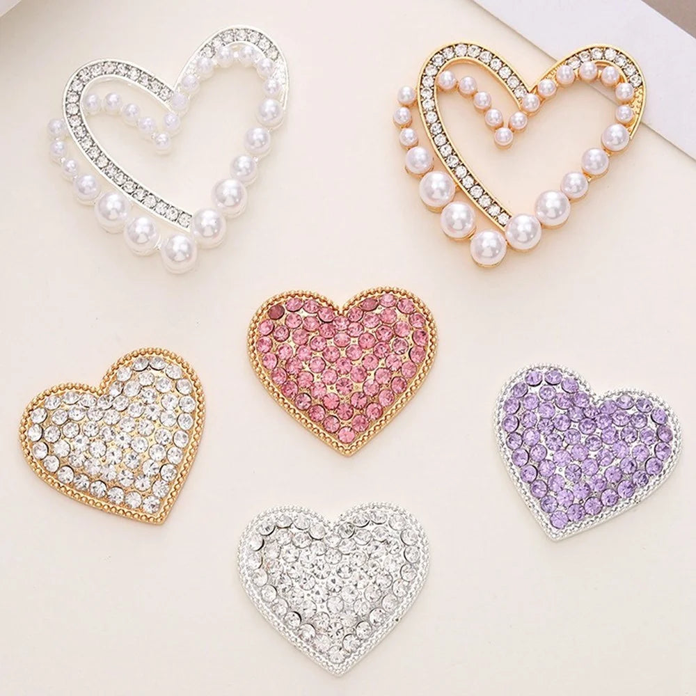 Chic Heart Shaped DIY Phone Case Charms Blinged Decorations Phone Shell Accessories - Rhinestone / Pink - 4