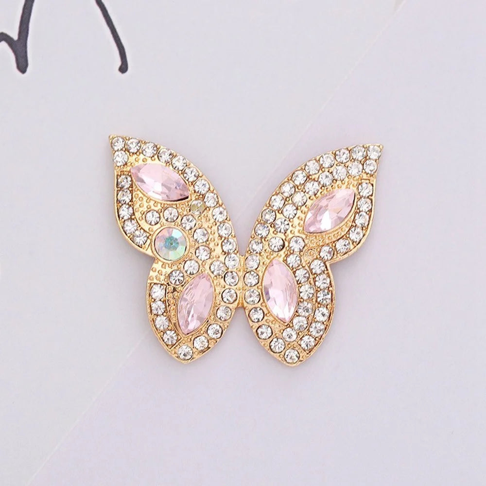 DIY Phone Case Charms Alloy Rhinestones Pearl Butterfly Decor Accessories - Gold / Pink - 2