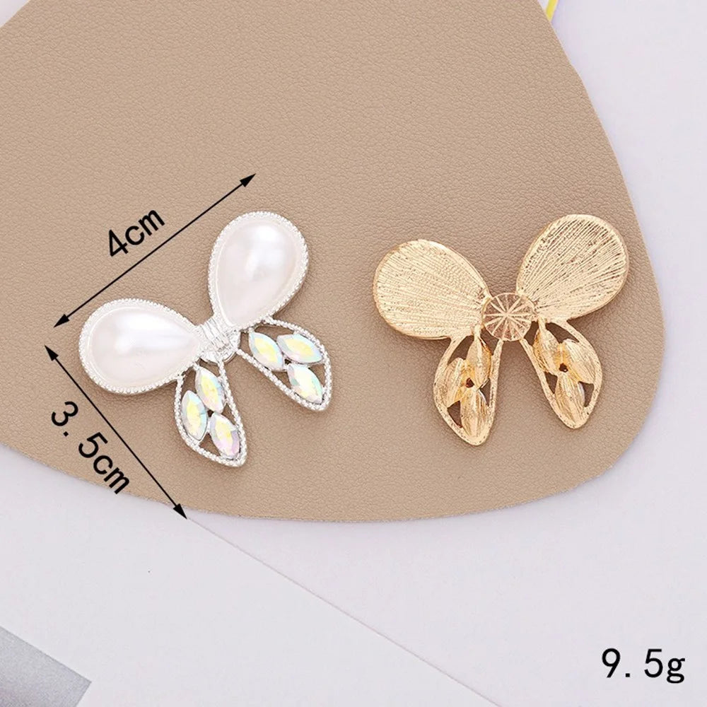 DIY Phone Case Charms Alloy Rhinestones Pearl Butterfly Decor Accessories - Gold / Pink - 6