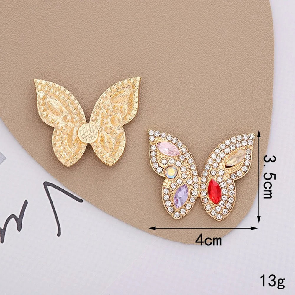 DIY Phone Case Charms Alloy Rhinestones Pearl Butterfly Decor Accessories - Gold / Pink - 7