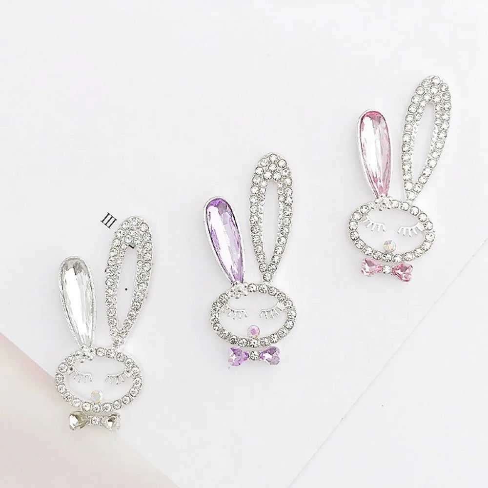 Zinc Alloy Rhinestone Rabbit Decor DIY Phone Case Charms Handmade Crafts Accessories - Purple - 3