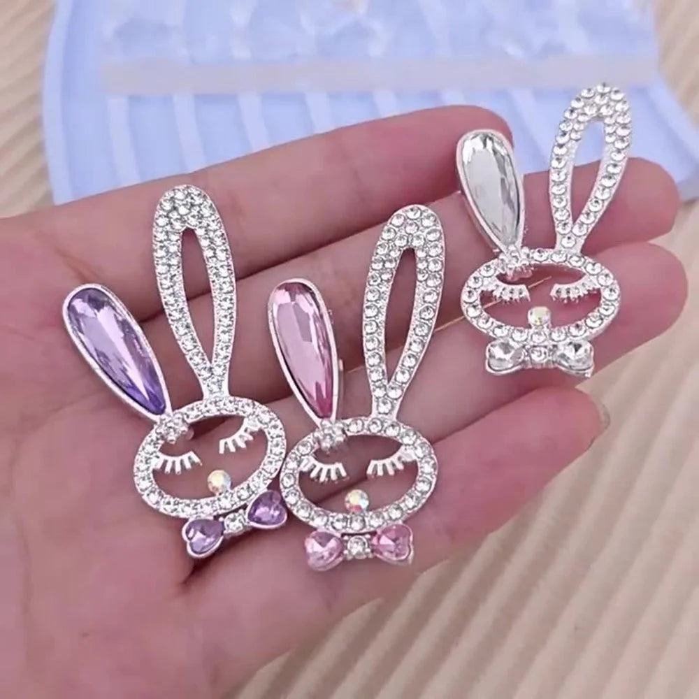 Zinc Alloy Rhinestone Rabbit Decor DIY Phone Case Charms Handmade Crafts Accessories - Purple - 4