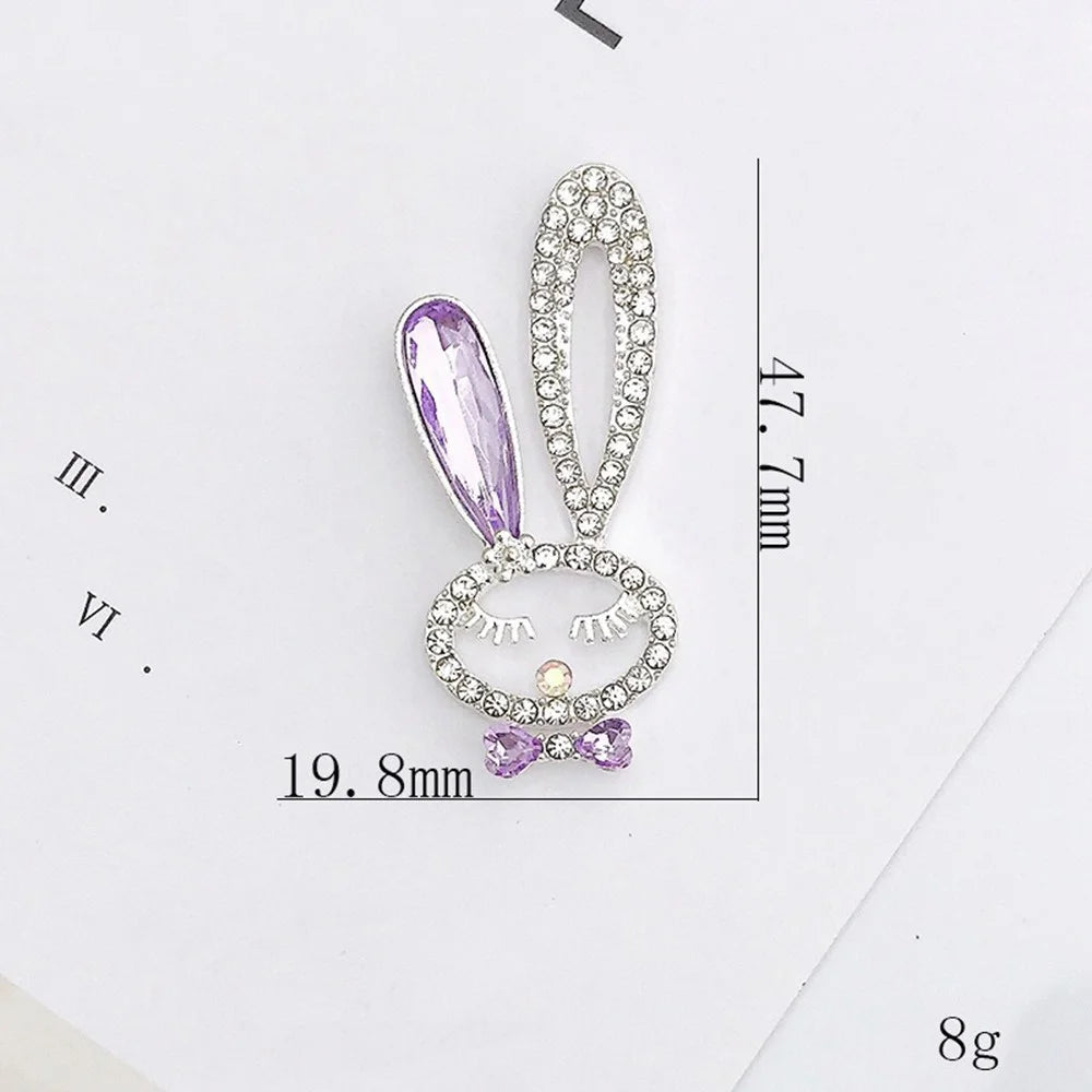Zinc Alloy Rhinestone Rabbit Decor DIY Phone Case Charms Handmade Crafts Accessories - Purple - 5