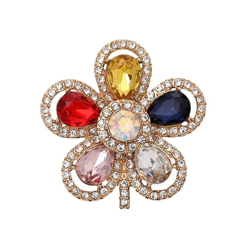 DIY Phone Case Charms Metal Alloy Water Drop Flower Rhinestone Decoration Phone Shell Accessories - Gold / Colorful - 1