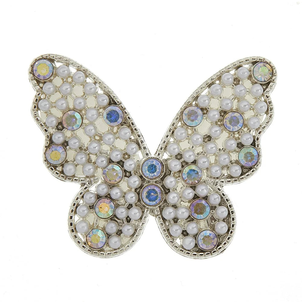 DIY Phone Case Accessory Alloy Butterfly Charm with Beads Rhinestone Decoration Handmade Crafts - 1