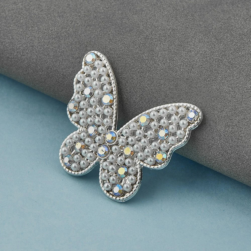 DIY Phone Case Accessory Alloy Butterfly Charm with Beads Rhinestone Decoration Handmade Crafts - 2