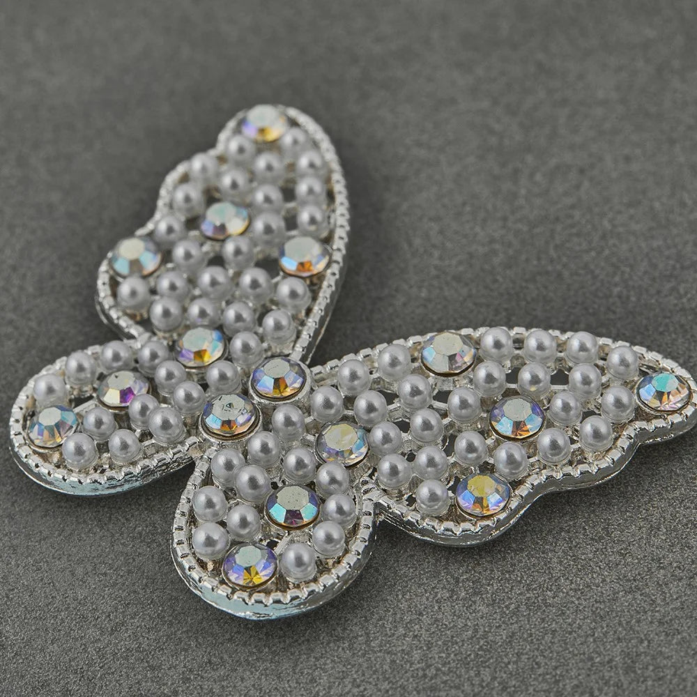 DIY Phone Case Accessory Alloy Butterfly Charm with Beads Rhinestone Decoration Handmade Crafts - 3