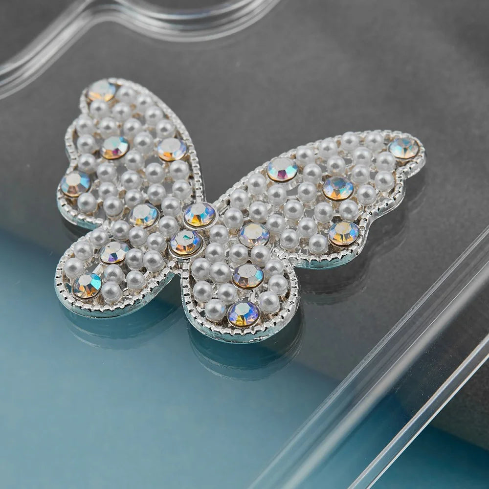 DIY Phone Case Accessory Alloy Butterfly Charm with Beads Rhinestone Decoration Handmade Crafts - 4