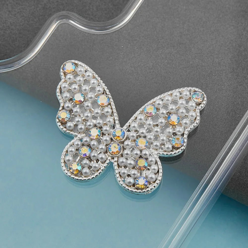 DIY Phone Case Accessory Alloy Butterfly Charm with Beads Rhinestone Decoration Handmade Crafts - 5