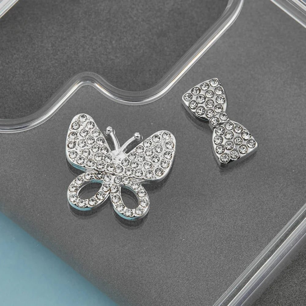 DIY Phone Case Accessories Rhinestone Decor Butterfly + Bowknot Charms Alloy Handmade Crafts - 3