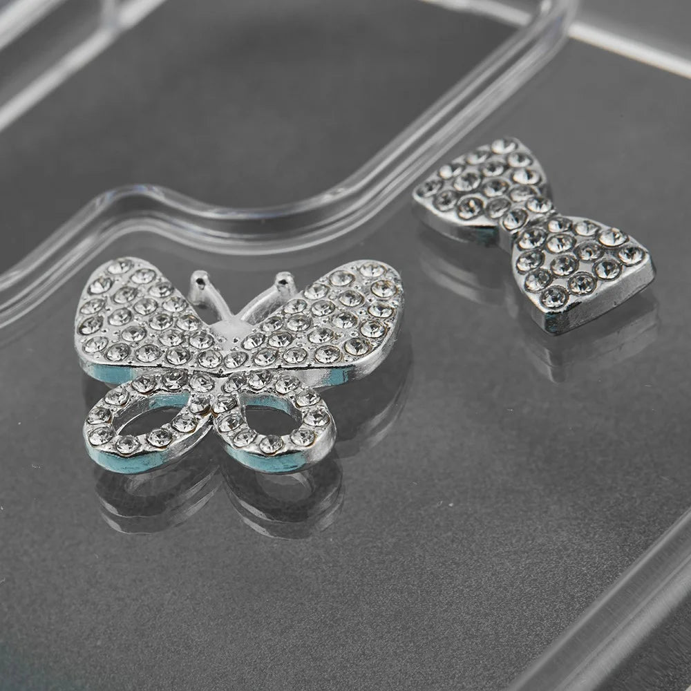 DIY Phone Case Accessories Rhinestone Decor Butterfly + Bowknot Charms Alloy Handmade Crafts - 4