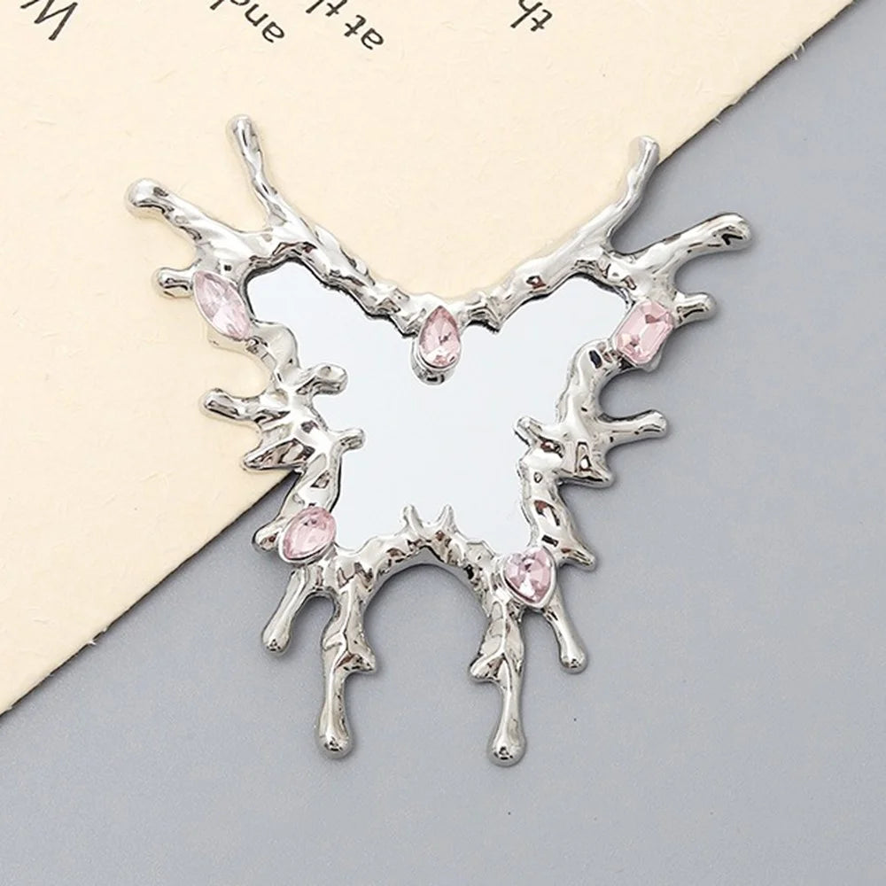 DIY Phone Case Charms Silver Plated Rhinestone Decor Butterfly Mirror Design Phone Shell Accessories - 1