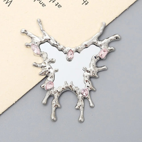 DIY Phone Case Charms Silver Plated Rhinestone Decor Butterfly Mirror Design Phone Shell Accessories - 1