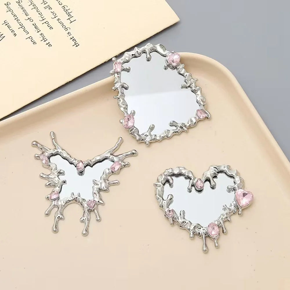 DIY Phone Case Charms Silver Plated Rhinestone Decor Butterfly Mirror Design Phone Shell Accessories - 4