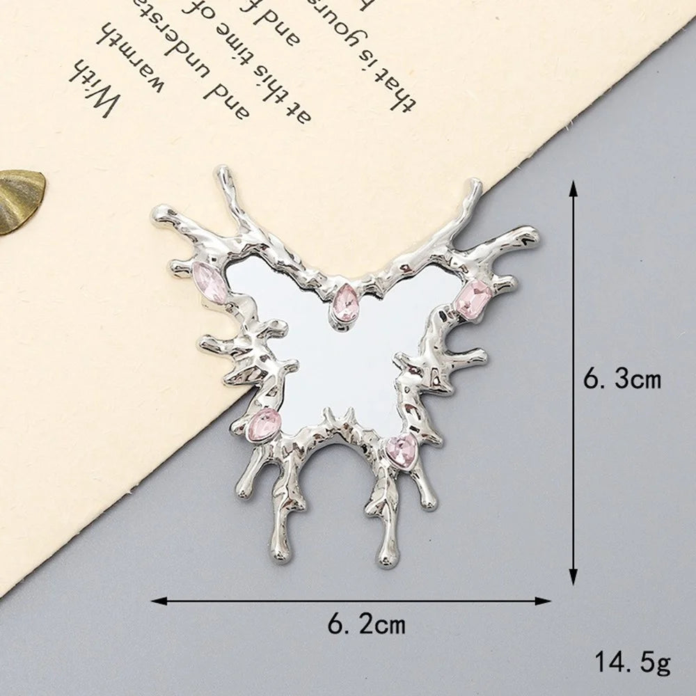DIY Phone Case Charms Silver Plated Rhinestone Decor Butterfly Mirror Design Phone Shell Accessories - 5