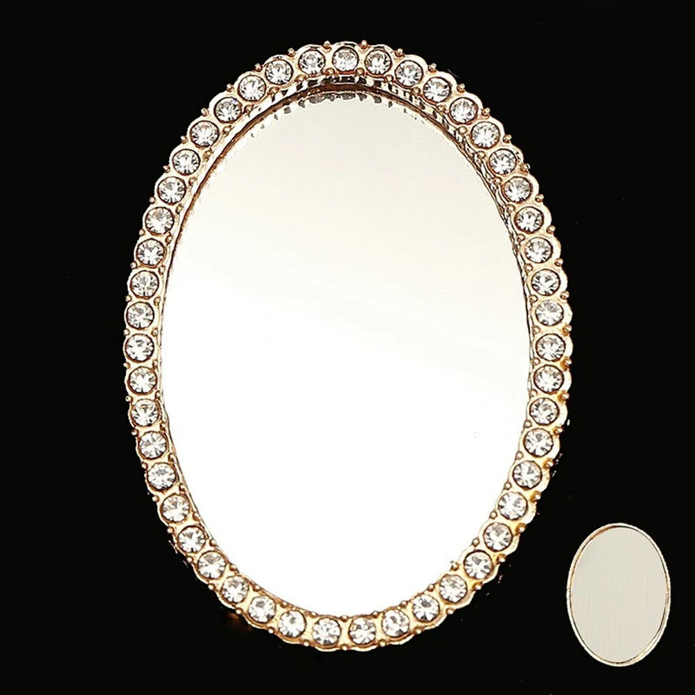 DIY Phone Case Charms Rhinestone Decor Oval Mirror Design Phone Shell Accessories - Gold - 2