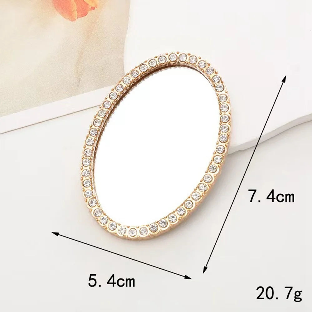 DIY Phone Case Charms Rhinestone Decor Oval Mirror Design Phone Shell Accessories - Gold - 4