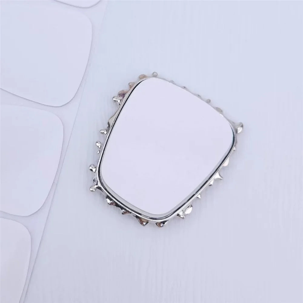 Square Mirror Design DIY Phone Case Charms Silver Plated Rhinestone Decor Phone Shell Accessories - 2