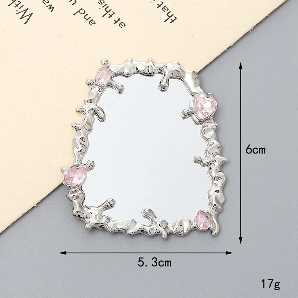 Square Mirror Design DIY Phone Case Charms Silver Plated Rhinestone Decor Phone Shell Accessories - 4