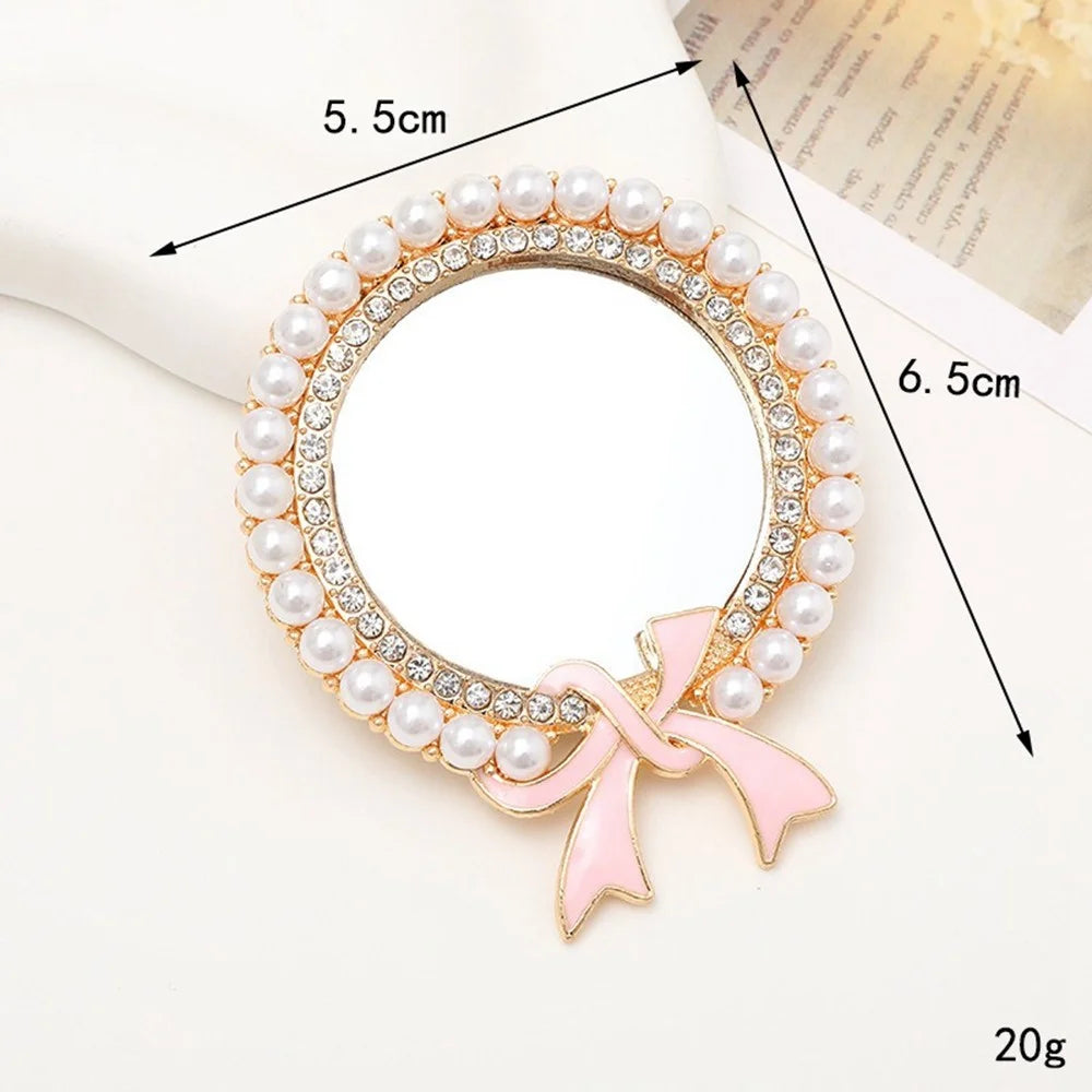 DIY Phone Case Charms Rhinestone Beads Ribbon Decor Round Mirror Design Phone Shell Accessories - Gold - 2